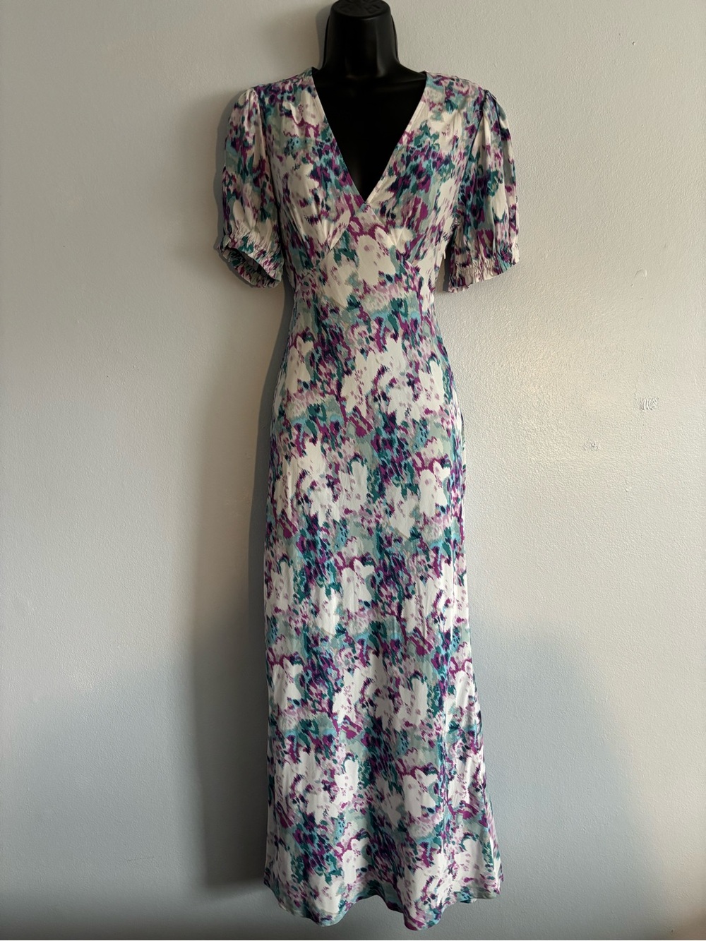 a new day Maxi Dress with Purple & Teal Floral Print